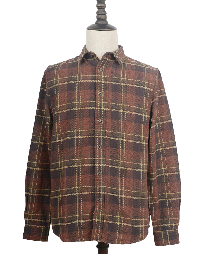 AC3W829 MENS SHIRTS WINE PLAID